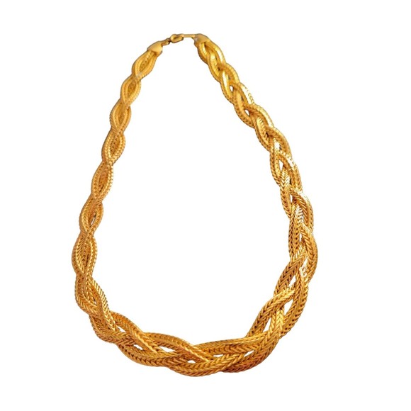 Braided Triple Goldtone 14" Choker Necklace - Picture 1 of 3